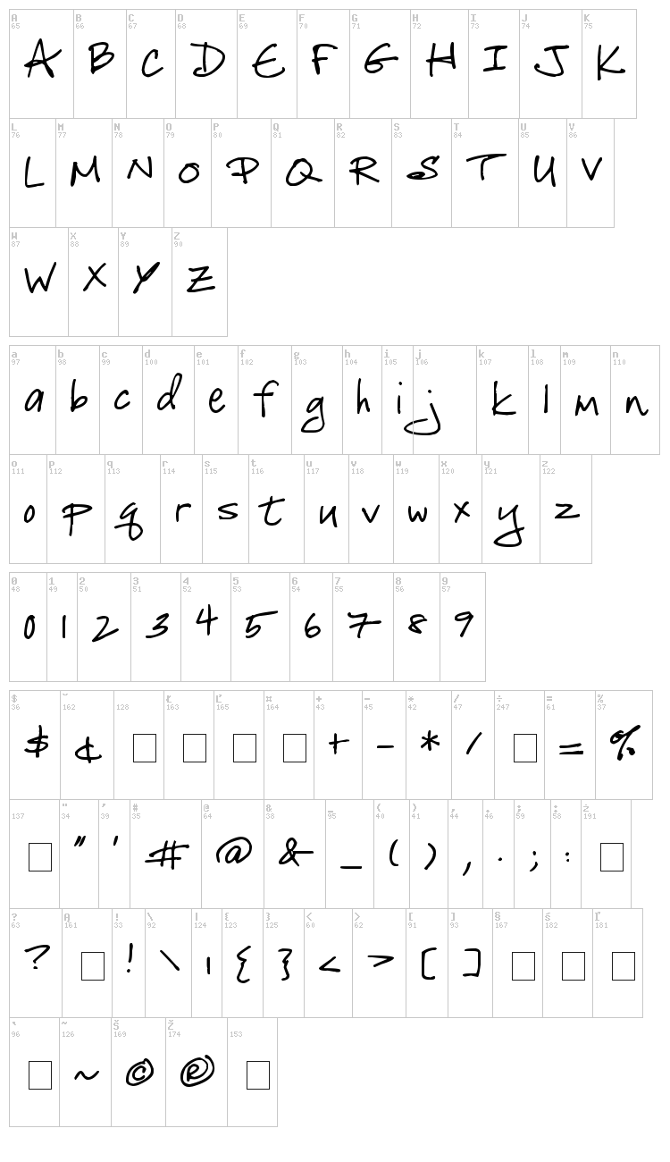 Celebrate the Day font map